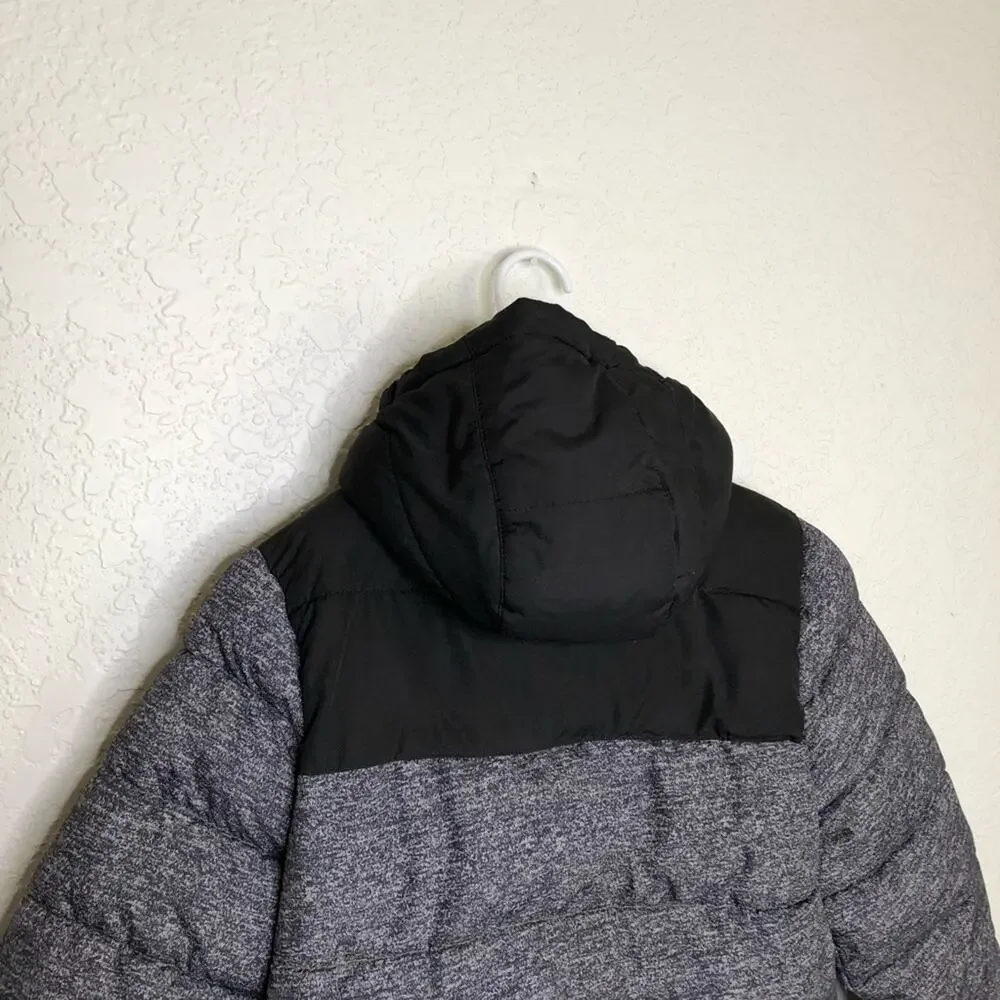 Eddie Bauer boys gray black puffer hooded coat size Medium 10 - 12